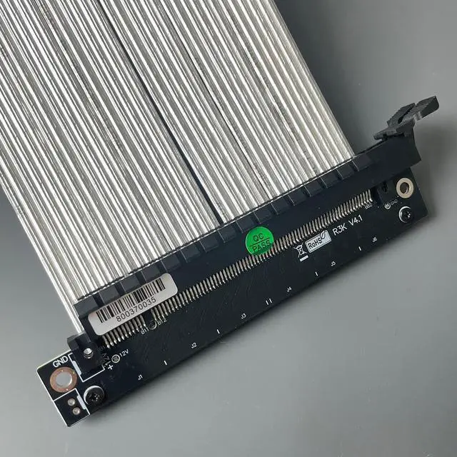 Alt view image 5 of 6 - PCI-E 4.0 X16 Riser Cable PCI Express Double Reverse GPU Extender Silver Cord for ITX A4 PC Case AI RTX4090 Video Card Extension(K33JK-SI)(19CM)