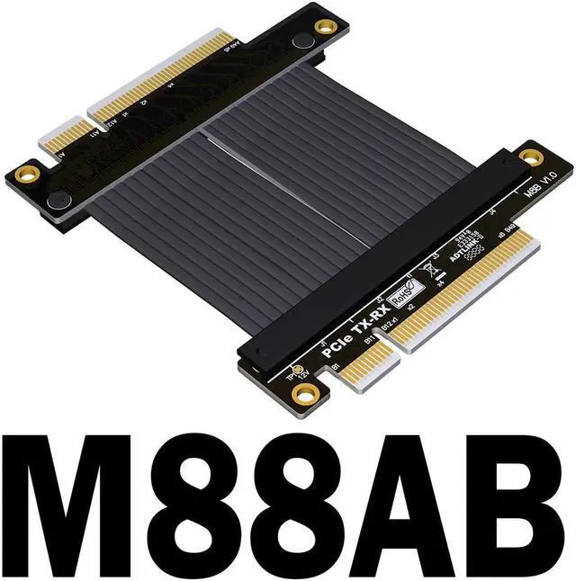 Main image of ADT PCI-E 4.0 x1 x8 Adapter Board Male to Male Female to Female Riser Extender Cable 8X PCIe TX-RX Signal Docking Jump GPU Cord(M88AB 4.0)(30cm)