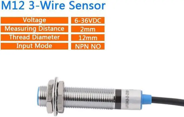 Main image of M12 NPN NO Shielded Proximity Switch Waterproof Embedded Inductive Sensor Switch DC 6-36V Metal Detection 2mm(NPN NO)