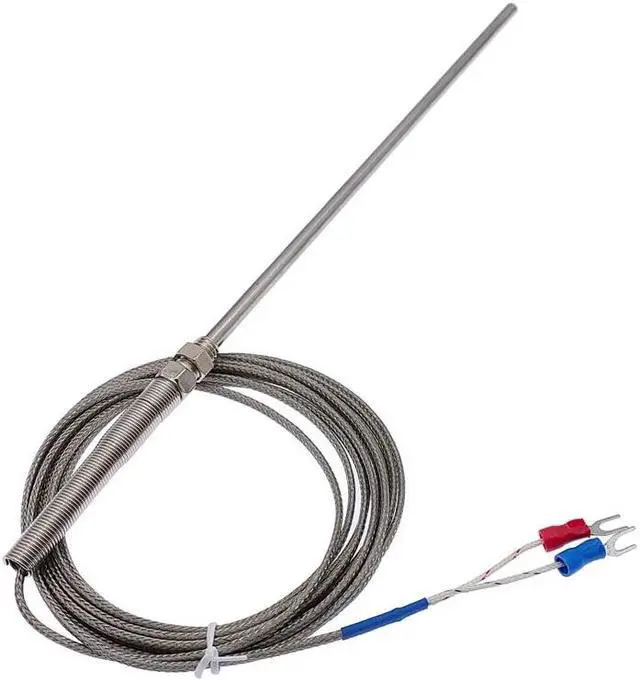 Main image of 200mm probe type thermocouple sensor K type temperature measuring instrument stainless steel thermocouple(line length 5m)