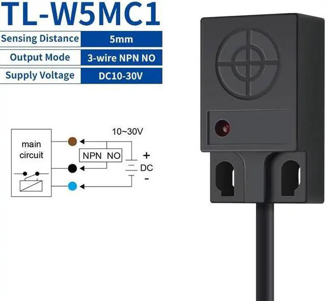 Main image of Inductive Proximity Switch 3-wire Sensor Switch 3mm/5mm NPN PNP NO NC Metal Detector(TL-W5MC1)