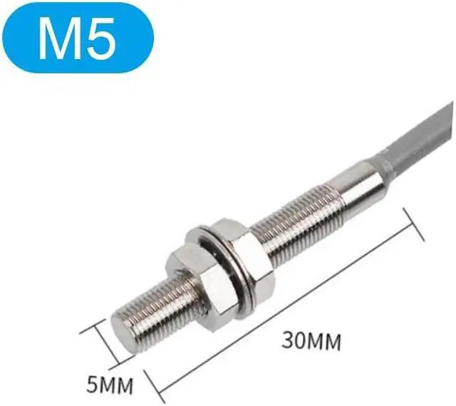 Main image of Micro Proximity Switch Three Wire Inductive Sensor with 2m Cable IP68 Waterproof NPN PNP NO NC Inductive Metal(PNP NO)(M5)