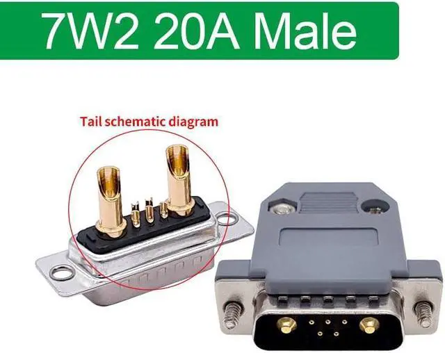 Main image of 1PCS 7W2 20A 30A 40A Gold plated high current Connector D-SUB adapter 5+2 plug jack Machined Pin Full Gold Flash Wire(20A Male and shell)