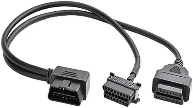 Main image of L-SHAPED ELBOW OBD2 OBD II FULL 16 PIN MALE Y-SHAPED OPEN SPLITTER CONNECTOR J1962 MALE 16 PIN TO 2 FEMALE THICK WIRE CABLE ADAP(0.5M)(OBD2 CABLE  1PCS)