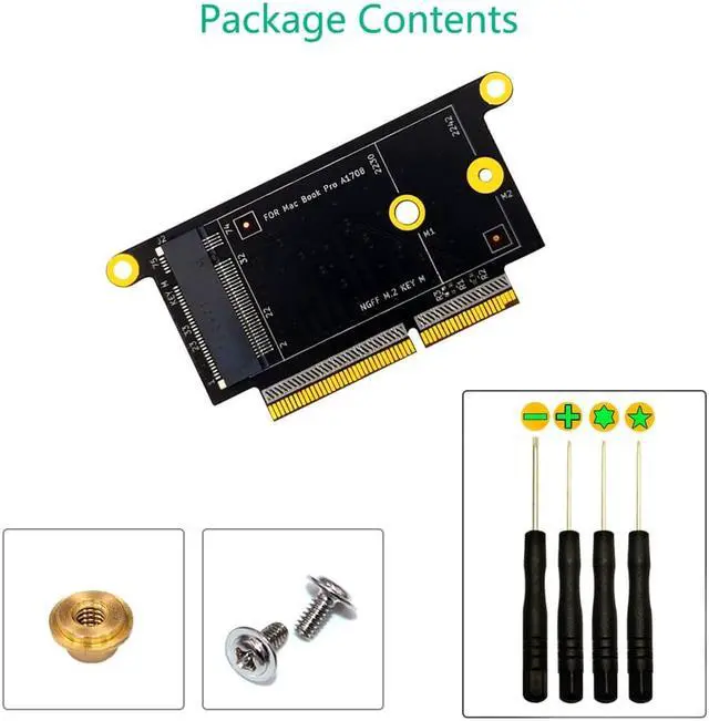Alt view image 6 of 6 - M2 SSD Adapter for Macbook 1708 NVM-e Supports 2230 2242 KEY-M M.2 SSD for Pro 1708 for Macbook A1708 SSD Adapter