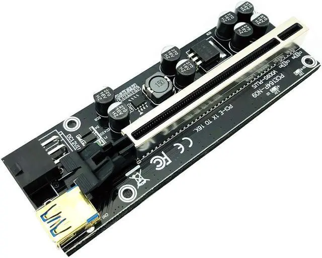 Alt view image 3 of 6 - 6pcs   est 009S PLUS USB 3.0 PCI-E Riser VER009 Express 1X 4x 8x 16x Extender pcie Riser Adapter Card SATA 15pin to 6 pin Power