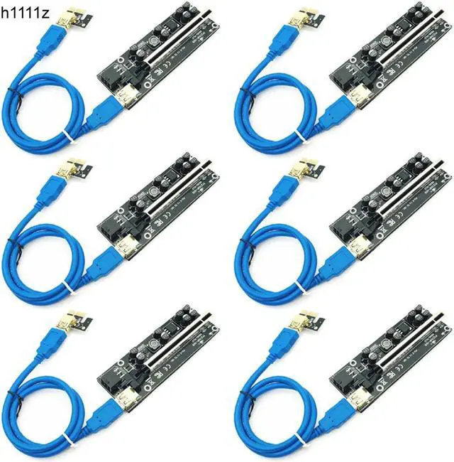 Main image of 6pcs   est 009S PLUS USB 3.0 PCI-E Riser VER009 Express 1X 4x 8x 16x Extender pcie Riser Adapter Card SATA 15pin to 6 pin Power