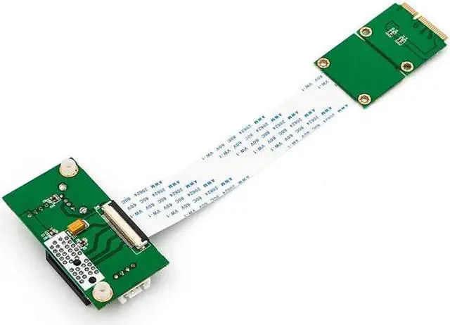 Alt view image 3 of 6 - Add On Cards Mini PCI-E to PCI Express 1X Adapter Riser Extension Cord Mini PCIE to PCIE X1 USB 2.0 Card Riser +FFC Cable