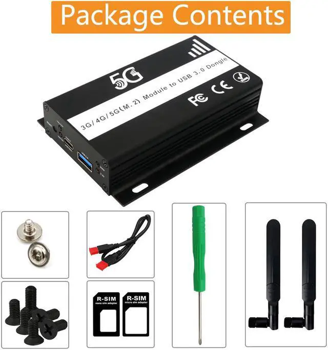 Alt view image 6 of 6 - USB Wifi Adapter Wifi Dongle NGFF M.2 Key B to USB 3.0 Adapter + SIM Card Slot Wifi Antenna Additional Power for 3G/4G/5G Module