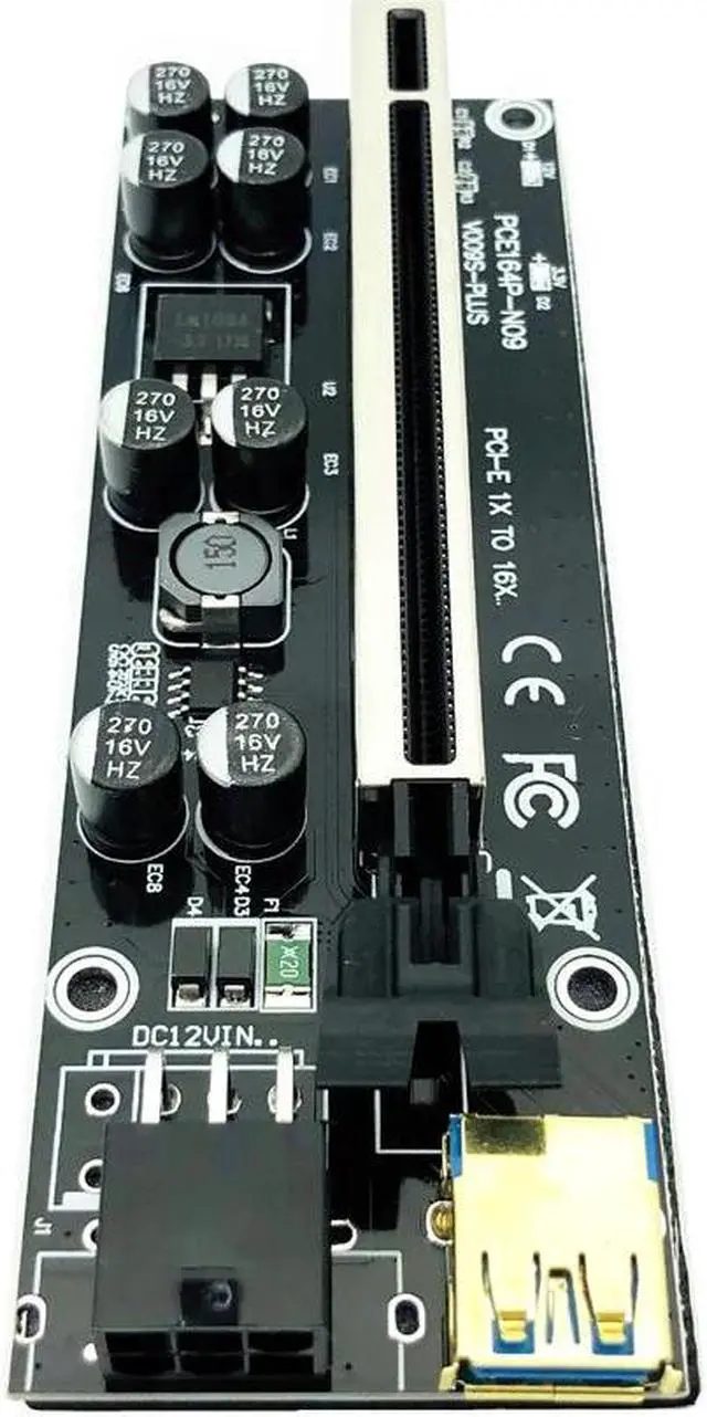 Alt view image 2 of 6 - 6pcs   est 009S PLUS USB 3.0 PCI-E Riser VER009 Express 1X 4x 8x 16x Extender pcie Riser Adapter Card SATA 15pin to 6 pin Power