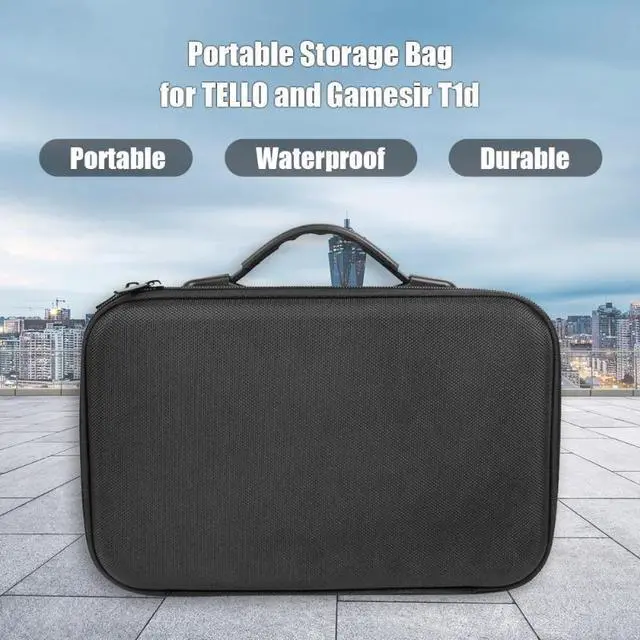 Alt view image 4 of 6 - Carrying Case Storage Bag Portable waterproof bag with Shoulder Strap for DJI Tello Drone Gamesir T1d Remote Controller