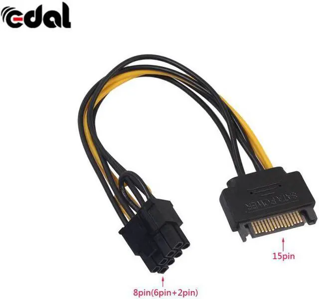 Main image of EDAL 20cm PCI-E SATA Power Supply Cable 15-pin to 8 pin cable SATA 15pin to 8pin(6+2) Powr Adapter Cable