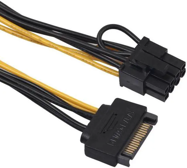 Alt view image 3 of 6 - EDAL 20cm PCI-E SATA Power Supply Cable 15-pin to 8 pin cable SATA 15pin to 8pin(6+2) Powr Adapter Cable