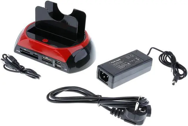 Alt view image 4 of 6 - External Dual Port HDD Docking Station Hub with USB Port Memory Card Slot IDE SATA Data Reader XD/TF/CF/MD/Micro SD Cardreader