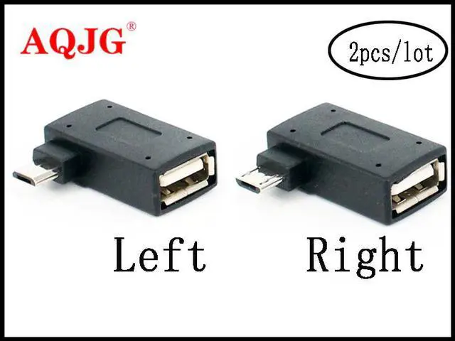 Main image of 2Pcs/set Micro Adapter USB 2.0 Female to Male Micro OTG Power Supply 2018 Port 90 Degree Left 90 Right Angled USB OTG Adapters