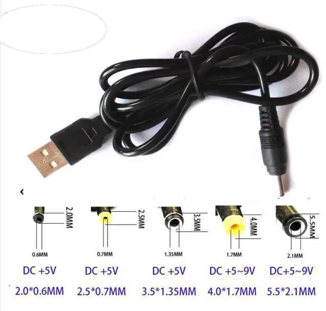 Main image of USB Male Port Type A To DC 5V 3.5*1.35mm 4.0*1.7mm 2.0*0.6mm 2.5*0.7mm 5.5*2.1mm 5.5*2.5mm Barrel Jack Power Cable Connector