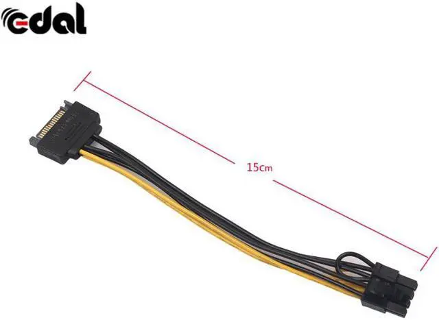Alt view image 4 of 6 - EDAL 20cm PCI-E SATA Power Supply Cable 15-pin to 8 pin cable SATA 15pin to 8pin(6+2) Powr Adapter Cable
