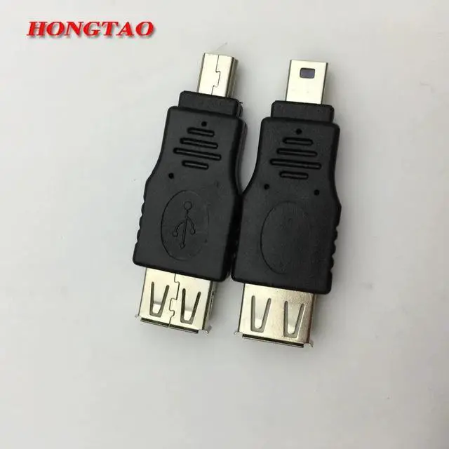 Alt view image 2 of 6 - USB Female to Mini USB Male 5 Pin Adapter Converter Usb 2.0 male to female usb mini 5p  MP3 Converter Black