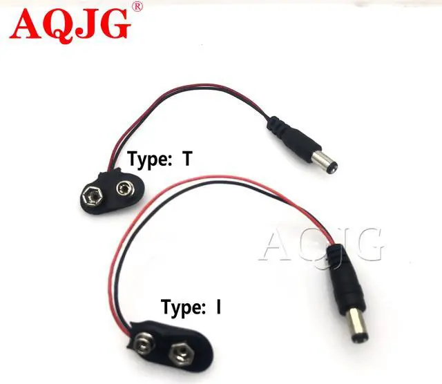 Main image of DC 9V Battery Button Power Cable Battery Buckle Snaps Power Cable Connector DC5.5*2.1 For Arduino
