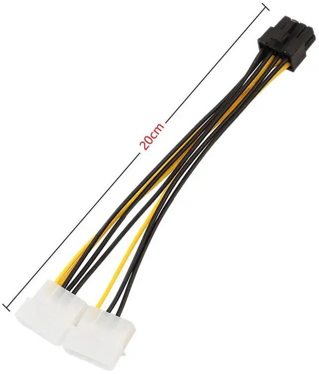 Alt view image 6 of 6 - 6 inch 8 Pin PCI Express Male To Dual LP4 4Pin Molex IDE Power Cable Adapter Express Video Card 20cm