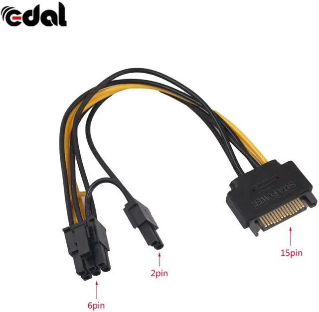 Alt view image 2 of 6 - EDAL 20cm PCI-E SATA Power Supply Cable 15-pin to 8 pin cable SATA 15pin to 8pin(6+2) Powr Adapter Cable