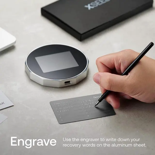 Alt view image 6 of 7 - SecuX - XSEED PLUS - Secure Bitcoin Wallet Crypto Seed Storage Metal Plates (Steel Punch Set Included; Stainless Steel and Aluminum Seed) - Compatible with SecuX, Ledger, Trezor Hardware Wallets