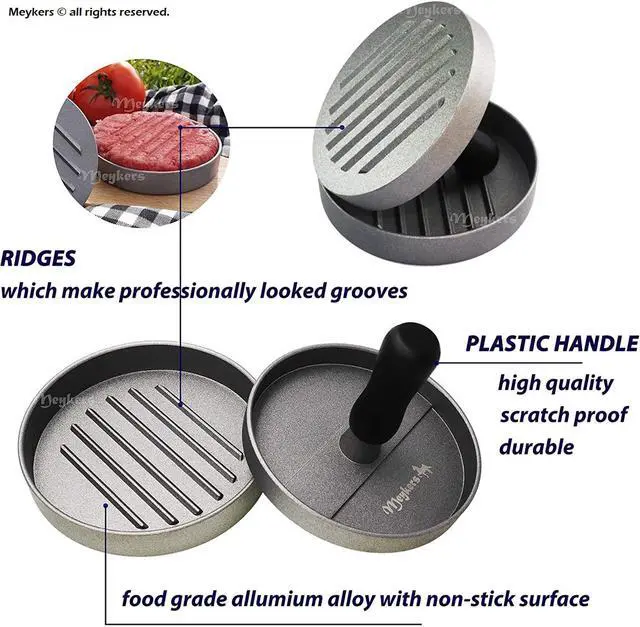 Alt view image 3 of 6 - Meykers Burger Press 100 Patty Papers Set - Hamburger Press Patty Maker Non-Stick Mold with Wax Patty Paper Sheets for Making Quarter Lb or 1/3 Pound burger - Best BBQ Grill Griddle Gift Idea