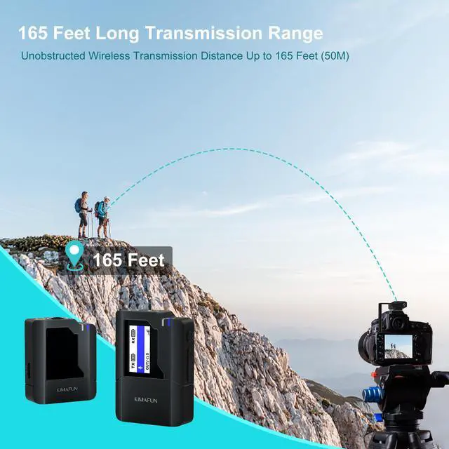 Alt view image 3 of 7 - KIMAFUN Wireless Microphone System, Compact Wireless Transmitter and Receiver for Camera, Smartphone, iPhone, Android Phone, Vlog, TikTok YouTube Facebook Live Stream, Interview, Recording, KM-G50-1
