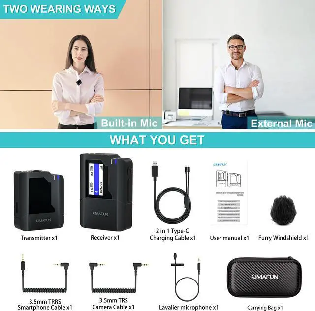 Alt view image 7 of 7 - KIMAFUN Wireless Microphone System, Compact Wireless Transmitter and Receiver for Camera, Smartphone, iPhone, Android Phone, Vlog, TikTok YouTube Facebook Live Stream, Interview, Recording, KM-G50-1