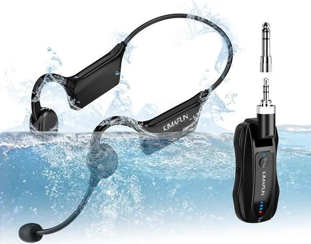 Main image of KIMAFUN 2.4G Fitness Headset Wireless Microphone, IP67 Waterproof Sweatproof Microphone for Water Aerobics, Swimming Coach, Fitness Instructor, Yoga, Spinning, Training, Teaching, Speakers, GWP91