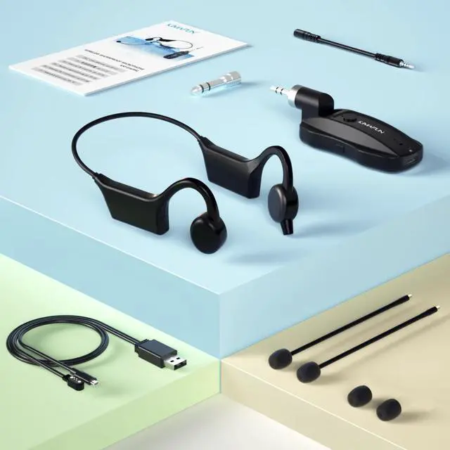 Alt view image 7 of 7 - KIMAFUN 2.4G Fitness Headset Wireless Microphone, IP67 Waterproof Sweatproof Microphone for Water Aerobics, Swimming Coach, Fitness Instructor, Yoga, Spinning, Training, Teaching, Speakers, GWP91