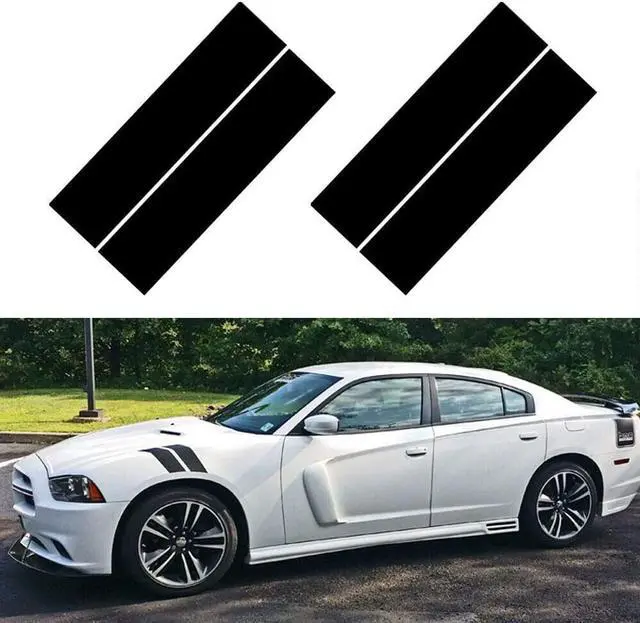 Alt view image 2 of 6 - 2X Black Vinyl Decals Car Sticker Side Hood Fender Stripes for Dodge Challenger