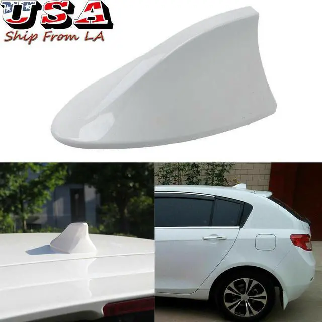 Main image of White Shark Fin Roof Antenna Aerial FM/AM Radio Signal Decor Car Trim Universal