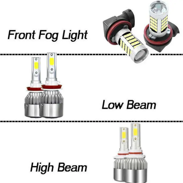 Alt view image 2 of 5 - For 2013-2015 Honda Accord LED Headlight High Low + Fog Light Bulbs 9005 H8 H11