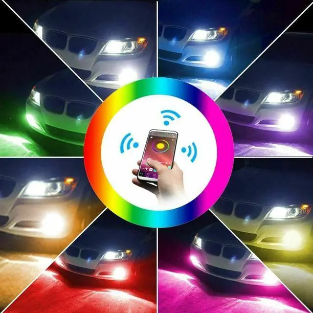 Alt view image 4 of 6 - 2pcs H11 H8 H9 RGB LED Fog Light Bulb Multicolor Wireless APP Bluetooth Control DRL Daytime Running Light Fog Driving Lights Bulbs Replacement
