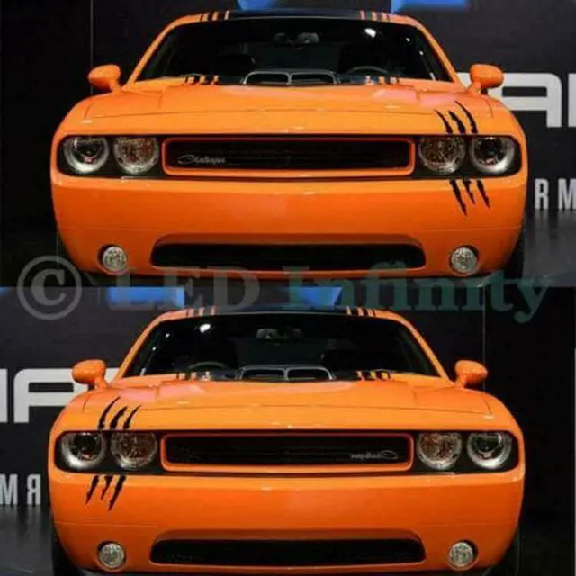Alt view image 5 of 7 - Black Scratch Claw Monster Car Vinyl Decal Eye Catching Sticker Headlight Decor