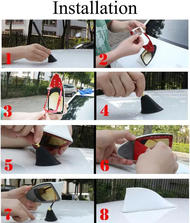 Alt view image 6 of 6 - Large Glossy Black Waterproof Roof Shark Fin Antenna Radio Aerial Signal FM/AM