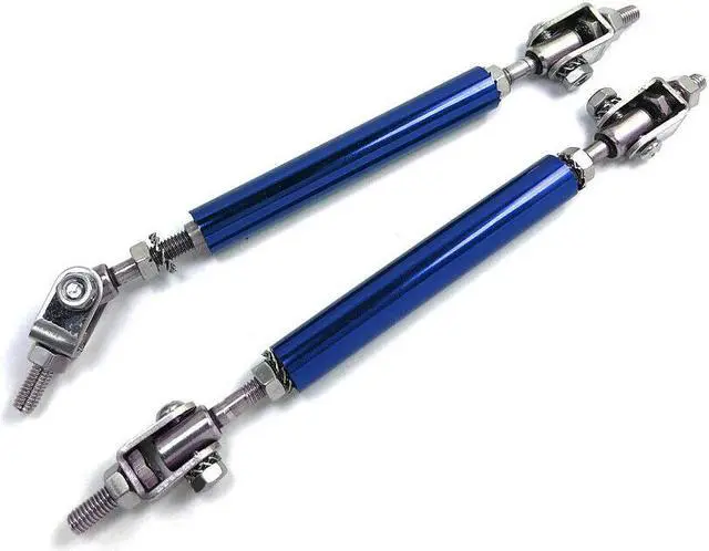 Alt view image 3 of 6 - Adjustable 8"-11" Front Bumper Lip Splitter Strut Rod Tie Support Bars Universal Fit Most Cars (Blue)