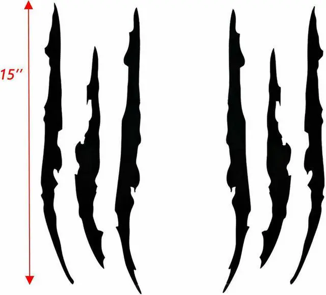 Alt view image 2 of 7 - Black Scratch Claw Monster Car Vinyl Decal Eye Catching Sticker Headlight Decor