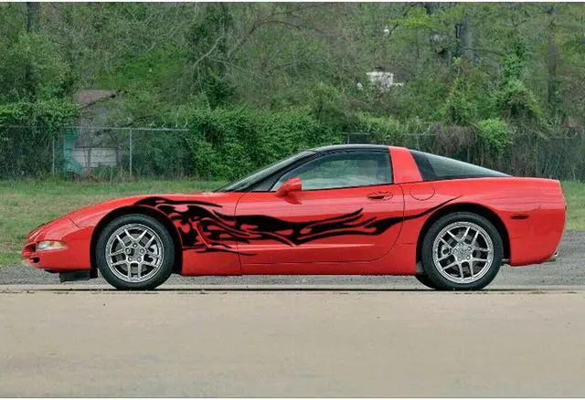 Alt view image 3 of 3 - 2X Black Fire Car Side Body Side Door Fender Vinyl Decal Sticker Trim Universal