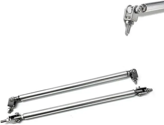 Alt view image 3 of 6 - Adjustable 8"-11" Front Bumper Lip Splitter Strut Rod Tie Support Bars Universal Fit Most Cars (Silver)