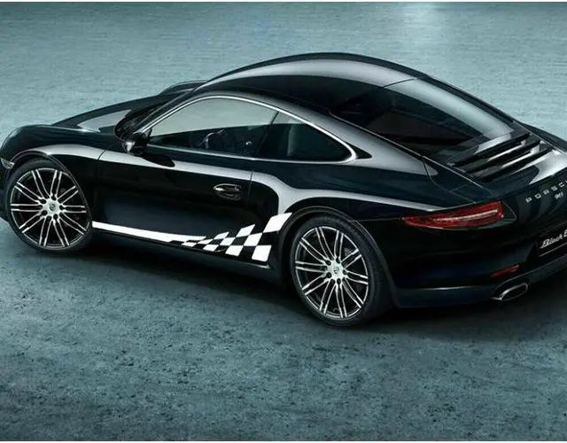 Alt view image 3 of 5 - White Checkered Racing Deacal Car Side Skirt Sill Flag Stripes Vinyl Sticker