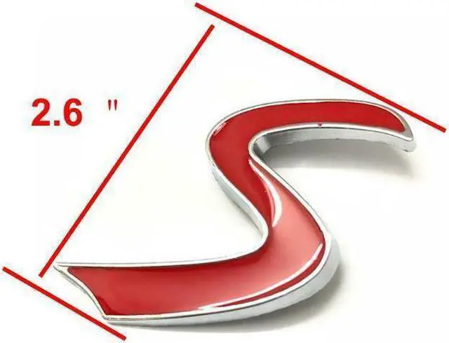 Alt view image 2 of 5 - 3D Red S Letter Logo Emblem Car Rear Tailgate Sticker Badge For Mini Cooper