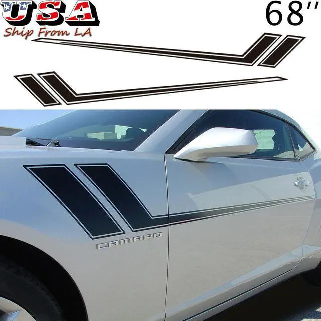 Main image of 2X Black Sport Racing Side Fender Car Body Vinyl Decal Sticker Universal