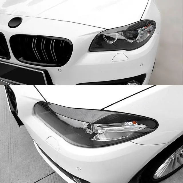 Alt view image 5 of 6 - For 2011-17 BMW F10 M5 5 Series Carbon Fiber Sticker Car Headlight Cover Eyebrow