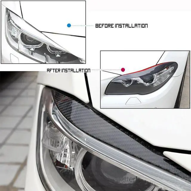 Alt view image 3 of 6 - For 2011-17 BMW F10 M5 5 Series Carbon Fiber Sticker Car Headlight Cover Eyebrow