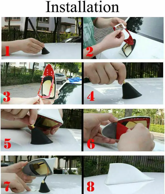 Alt view image 6 of 6 - Glossy Gray Car Roof Shark Fin Vortex Stereo Radio Aerial Signal Antenna FM/AM