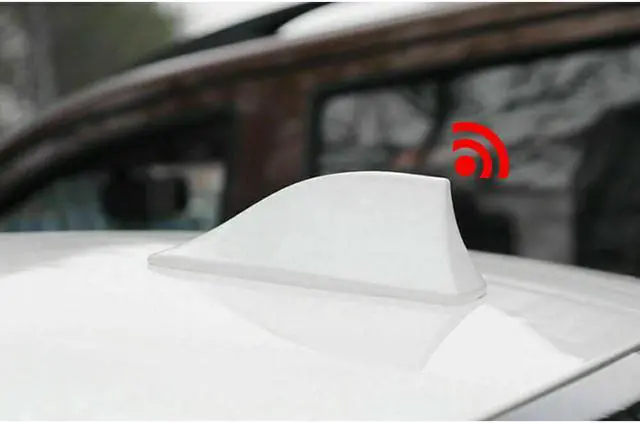 Alt view image 5 of 6 - White Shark Fin Roof Antenna Aerial FM/AM Radio Signal Decor Car Trim Universal