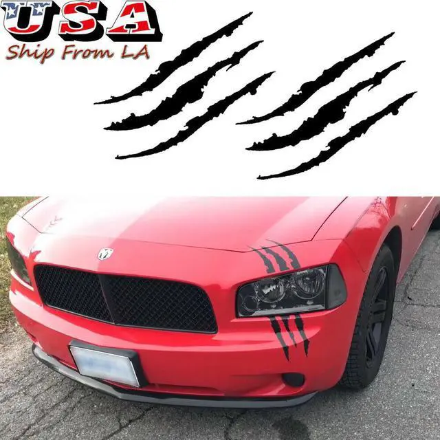 Main image of Black Scratch Claw Monster Car Vinyl Decal Eye Catching Sticker Headlight Decor