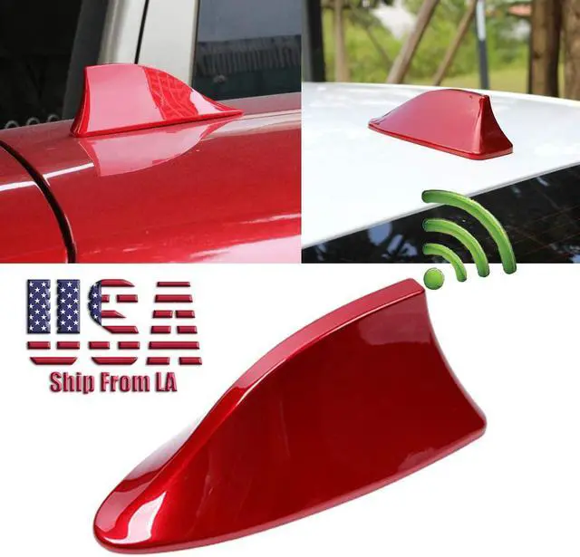 Alt view image 2 of 4 - Glossy Red Car Roof Shark Fin Vortex Stereo Radio Aerial Signal Antenna FM/AM